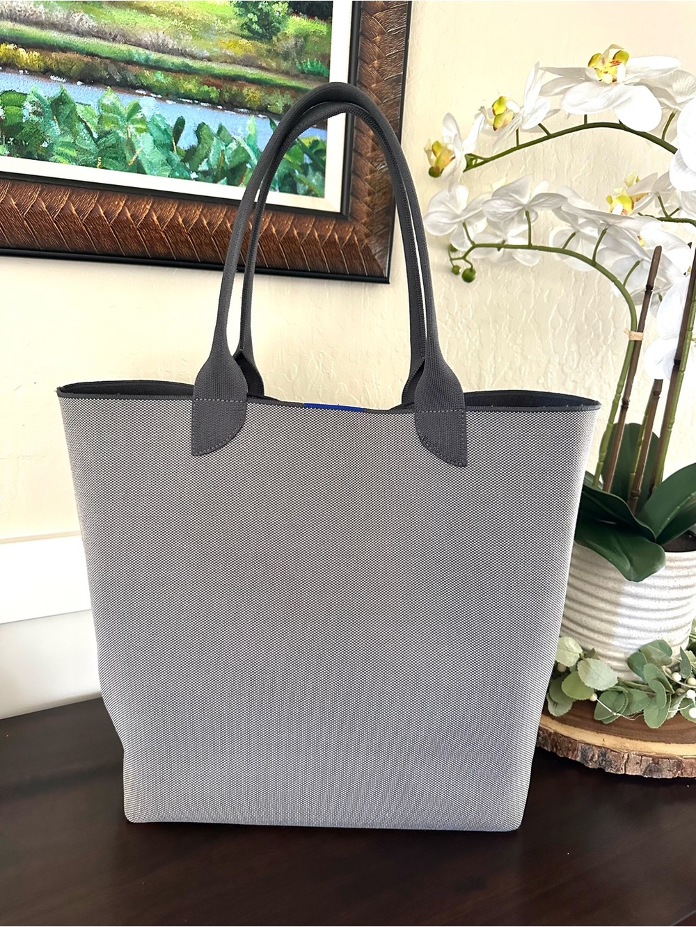 Rothy’s Essential Tote Grey Mist Gray Recycled Knit Shoulder Bag Travel Work - Picture 2 of 6
